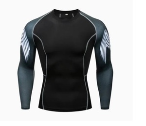 Rashguard à manches longues pour homme avec logo personnalisé, impression par transfert thermique, design respirant, protection anti-UV, modèle en polyester/spandex - Product Image 1