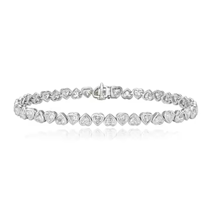 10K Gold/<b>Silver</b> Luxury <b>Heart</b> Shape Moissanite Diamond Tennis <b>Bracelet</b> 7 Inch Iced Out for Daily Wear or Gifting - Product Image 4