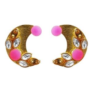 Kriaa Fine Hoop Earrings Gold Plated <b>Resin</b> <b>Stone</b> Studs 1311406C Model - Product Image 1