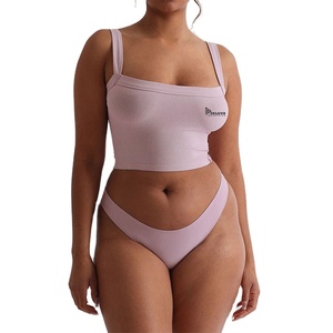 <b>High</b> Quality Ladies Swimwear Set Polyester Spandex V <b>Neck</b> Bra Support <b>High</b> Waist Crystal Front Quick Dry Breathable 2 Piece - Product Image 3