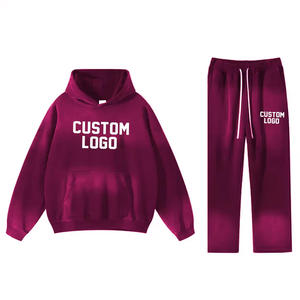 Usaze deportes OEM personalizado Unisex serigrafía sudaderas con capucha y pantalones de chándal acampanados casual Slim Fit Joggers conjuntos chándal para hombres - Product Image 2