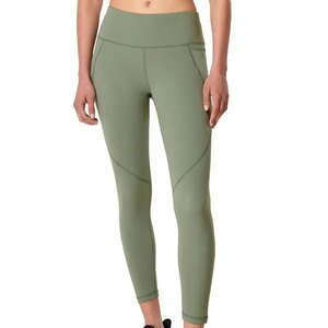 Pantalon de yoga à taille élastique à motif solide en gros Tissu évacuant l'humidité pour le sport et un usage quotidien - Product Image 2