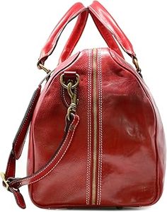 ¡Novedad de 2025! Bolso Voyager de diseño, Color rojo, bolso de equipaje hecho a mano para mujer, cierre de cremallera, bolso de lona de cuero genuino a bajo precio - Product Image 4
