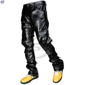 Pantalones de Cuero Genuino Unisex de Alta Calidad Hechos a Medida por el Fabricante, Estilo Casual de Corte Recto, Tela de Lona Teñida Lisa - Product Image 1