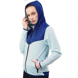 Sudaderas con capucha de bolsillo de lana cálida de algodón y poliéster pesado con cremallera personalizada para mujer sudaderas con cremallera Lisa sudaderas con capucha de punto - Product Image 2