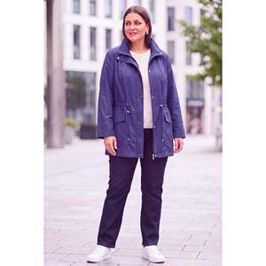 Zebra Astar Manteau en coton grande taille à détails bleu marine - Product Image 3