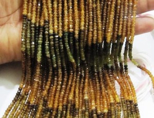 Perles facettées rondes en tourmaline jaune naturelle authentique de haute qualité, taille 4 mm, brin de 13 pouces de long, pour bijoux - Product Image 3