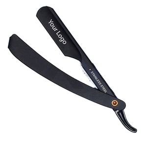 มีดโกนหนวดแบบสั่งทำพิเศษ สีดำทั้งด้าม ดีไซน์ทันสมัย สำหรับผู้ชาย ใบมีดครึ่งใบ ผลิตจากเหล็กกล้าไร้สนิมเยอรมัน สำหรับช่างตัดผมมืออาชีพ - Product Image 1