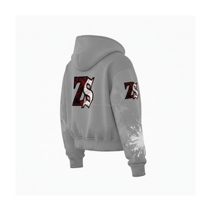 Premium 380 GSM coton polaire fermeture éclair à capuche doux tissu brossé gris couleur Logo personnalisé broderie Durable Zip bases à capuche - Product Image 4