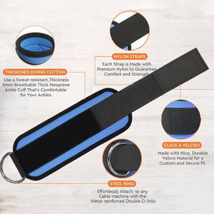 Sangles de cheville réglables en néoprène pour machines à câbles, sangle de fitness rembourrée robuste pour l'entraînement des fessiers, pour hommes et femmes, personnalisable - Product Image 5