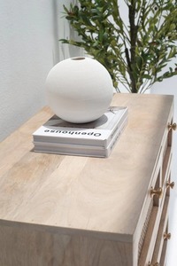 Moderno Mueble de Almacenamiento para Sala de Estar de 5 Cajones, Madera de Mango Maciza y Ratán, de Primera Calidad, con Gran Capacidad - Product Image 2