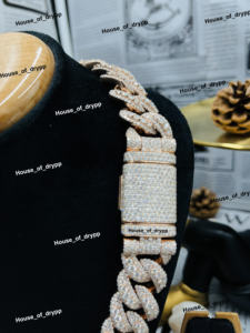 Collar Cubano de Plata con Incrustaciones de Diamantes de Imitación, Estilo Pavé, Joyería de Lujo para Hombre - Product Image 3