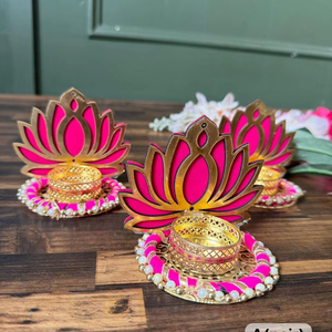 โคมไฟน้ำมัน Diwali Diya รูปดอกบัวทองเหลืองสำหรับตกแต่งบ้านและสำนักงานการตกแต่งภายในเทศกาลดิวาลีของขวัญแต่งงาน - Product Image 3