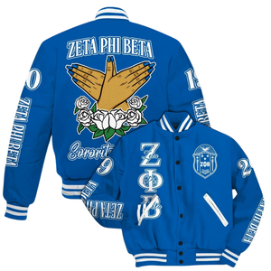 Zeta Phi Beta 1920 Founders Edition Bleu Blanc Varsity Letterman Veste Sorority ZPB Greek Life Chenille Patch - Product Image 6