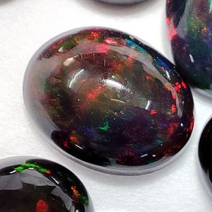 5X3MM สีดำขนาดใหญ่โอปอลอัญมณีผิวเรียบขนาดใหญ่ทำด้วยมือเครื่องประดับได้รับการรับรองว่าเป็นอัญมณีหลวมสีดำโอปอล