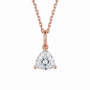 Collier pendentif en moissanite taille trillion solitaire de 3 carats, chaîne à maillons, tendance, fiançailles, unisexe, femme, argent sterling 925 - Product Image 3