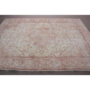 Grand tapis turc en laine de 67x9,4 pieds, blanc, design vintage persan patchwork avec envers en latex - Product Image 3