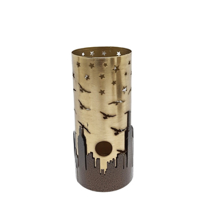 Juego de 3 velas votivas redondas de hierro, Color dorado y marrón, de gran tamaño, para decoración de hogar y boda - Product Image 3
