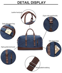 Blank Vintage Canvas Cotton <b>Large</b> Custom Oem Weekend Overnight <b>Men</b> Travel Duffle Canvas Duffel <b>Bag</b> - Product Image 3