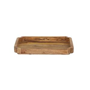 Plateau à café en métal nordique en bois foncé Plateau de service rectangulaire en bois d'acacia de Noël pour usage domestique - Product Image 1