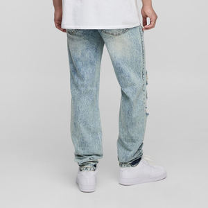 Pantalones vaqueros rasgados lavados Vintage de estilo callejero para hombre, ropa informal, pantalones vaqueros rectos de pierna ancha estilo Hip Hop - Product Image 3