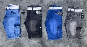 Short en jean pour hommes, respirant, coupe ajustée, style décontracté, jean uni mi-tricoté, fournisseur de l'Inde - Product Image 2