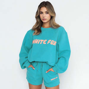 ชุดแฟชั่นสตรีทแวร์สำหรับผู้หญิงกางเกงขาสั้นมีฮู้ดพิมพ์ลายและผ้าฟลีซสำหรับฤดูหนาว - Product Image 3