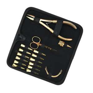 Ensemble d'outils pour extensions de cheveux personnalisées comprenant une pince à sertir robuste à pointe plate, une pince à séparer les cheveux rapidement, des aiguilles courbées, des pinces à bec de canard - Product Image 6