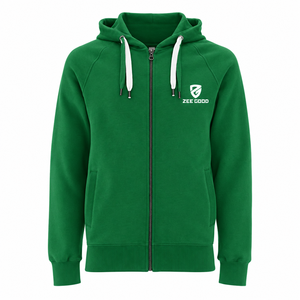 Sweat-shirt à capuche unisexe vert uni pour homme, à manches raglan longues, avec cordon de serrage, logo personnalisé, vente en gros - Product Image 2