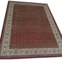 Wohndekor Kastanienbrauner Creme-Blumen-Teppich, Indisch Handgeknüpft, Traditioneller Persischer Rot/Elfenbein Herati Teppich, Wolle/Viskose, Mittellanger Flor, Hochwertig