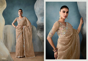 Saree modeste en soie de qualité supérieure avec dentelle lourde de diamant et blouse de travail lourde de broderie parfaite pour toutes les occasions - Product Image 3