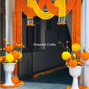 Handmade Designer <b>Marigold</b> <b>Garlands</b> Multicolor Artificial Tassel <b>Garlands</b> for Wedding and Festival Season Decor <b>Marigold</b> <b>Garland</b> - Product Image 2