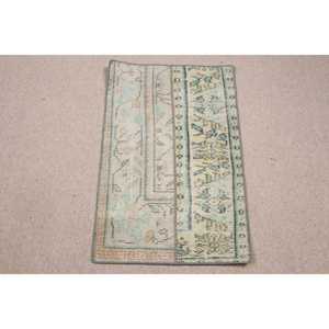 Alfombra Turca Pequeña, Alfombra Vintage de 1.6x2.6 pies, Alfombra de Lana Azul - Product Image 1