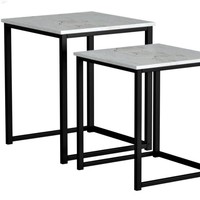 Ensemble de tables gigognes modernes pour salon, en fer métallique couleur or antique, revêtement en poudre dorée, plateau en marbre/verre, 3 pièces