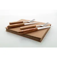 Juego de Cuchillos para Carne Tradicionales Tomahawk de 4 Piezas, Personalizados, con Cuchara y Tenedor, Hojas de Acero Inoxidable, Mangos de Madera, Aptos para Lavavajillas