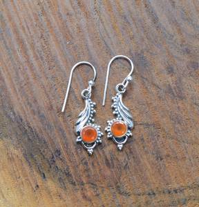 Pendientes de gota de piedras preciosas facetadas de Plata de Ley 925 chapados en oro cornalina roja, regalo de joyería hecho a mano para Aniversario de fiesta de boda - Product Image 1