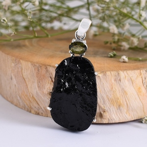 Colgante de piedra de moldavita de piedras naturales, colgante de Plata de Ley 925 de oro amarillo, joyería hecha a mano, regalo para ella, joyería al por mayor - Product Image 5
