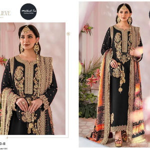 Salwar Kameez ample, tenue traditionnelle pour mariage, Diwali, fête, vêtements musulmans pour femmes, bleu, hiver, style ethnique indien vintage - Product Image 1