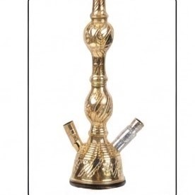 Cachimba Doble de Lujo Egipcia de Latón Macizo con Base de Vidrio Pintada a Mano - Product Image 2