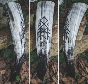 VMythrojan Viking Corne à boire avec support en cuir unique Chope à ceinture en cuir pour hydromel bière Technique polie - Product Image 3