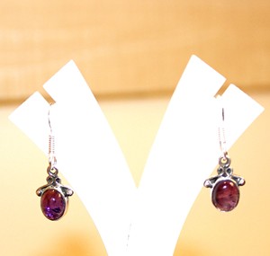 Boucles d'oreilles en argent sterling 925 de style ethnique avec pendentif améthyste en cristal de guérison fabriquées à la main au Népal avec idée de cadeau de mode turquoise - Product Image 6