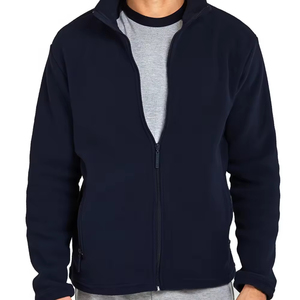 Veste pour homme coupe-vent d'hiver à fermeture éclair avec doublure imprimée en denim de coton imperméable à col montant sur le devant - Product Image 1