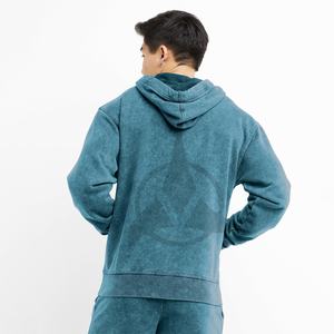 Sweat à capuche de sport 100% coton de haute qualité pour hommes, coupe carrée, lavé à la pierre, graphique court surdimensionné, polaire d'hiver, teint uni - Product Image 5