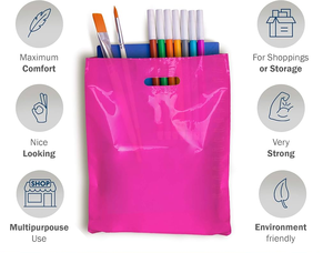 Vente en gros de sac à gousset découpé en plastique PE imprimé personnalisé Emballage de magasinage à gousset latéral pour friandises, boutiques de cadeaux, supermarchés - Product Image 5