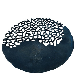 Plato decorativo de cobre antiguo pulido con borde festoneado en forma de luna, hecho a mano, duradero, no tóxico, para frutas, de metal martillado. - Product Image 5