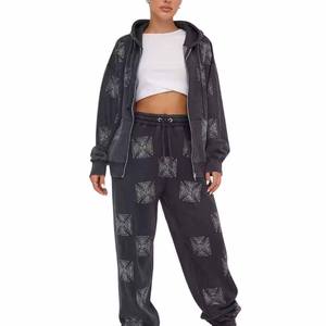 Conjunto Deportivo Informal con Capucha de Poliéster/Algodón Personalizado, Pantalones Deportivos Unisex Vintage con Lavado Ácido, Sudadera con Cuello Redondo - Product Image 4