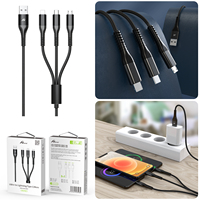 Cable USB 3 en 1 de PVC Negro de 1.2M para iPhone Tipo-C/Micro, para Carga y Transferencia de Datos de Teléfonos Móviles