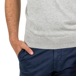 Chemise polo en tricot pour homme en coton lyocell gris uni à boutons, design tendance - Product Image 4