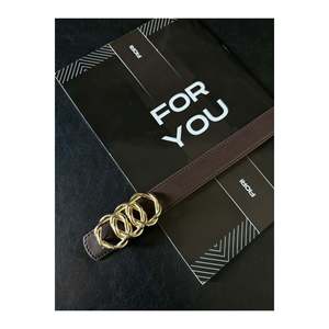 Genuine <b>Domed</b> Leather Combined <b>Ring</b> Buckle Women's Trouser Belt, Jacket Belt, Dress Belt - Brown - Product Image 3