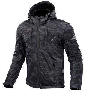 Veste de moto en softshell de haute qualité avec armures amovibles homologuées CE, coupe-vent imperméable - Product Image 1